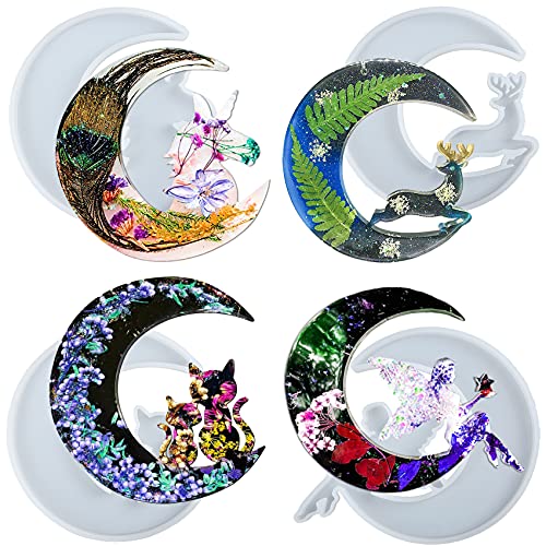 Halbmond Silikonformen Epoxidharz Gießen Einhorn Hirsch Katze Fee 4er Set groß 13cm Halbmond Silikonformen Epoxidharz Gießen Einhorn Hirsch Katze Fee 4er Set groß 13cm von musykrafties