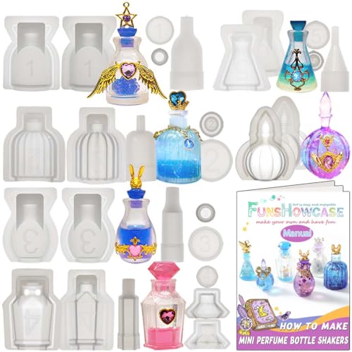 Mini Parfümflasche Silikonform mit Stopfen, kleine Flasche Epoxidharz Formen für Schmuck, Anhänger, Schlüsselanhänger, Ohrringe, Halskette, Verzierung, DIY Handwerk, Fertighöhe:3.7-5.3cm, 6 teilig Mini Parfümflasche Silikonform mit Stopfen, kleine Flasche Epoxidharz Formen für Schmuck, Anhänger, Schlüsselanhänger, Ohrringe, Halskette, Verzierung, DIY Handwerk, Fertighöhe:3.7-5.3cm, 6 teilig von musykrafties