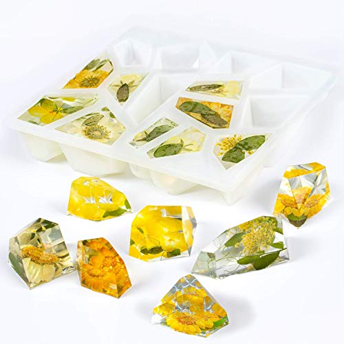 Multi-Faceted Edelstein Epoxid Harz Silikonform Für Kristall Quarz Schmuck, Kerze, Eiswürfel, Polymer Ton Projekte 15-cavity Groß 6x5.1x1inch von musykrafties