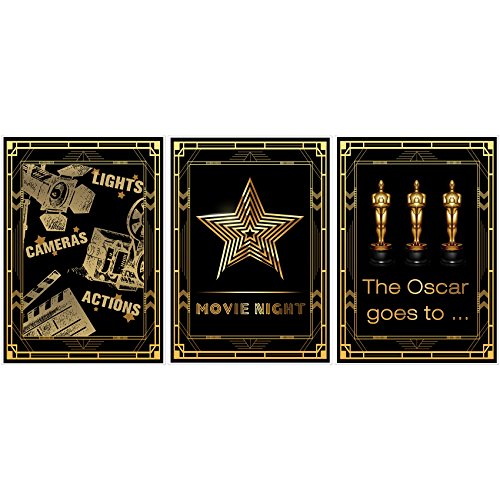 musykrafties Hollywood Film Nacht Poster Party Foto Booth Props Schild 40,6 x 30,5 cm A3 3 Pack von musykrafties