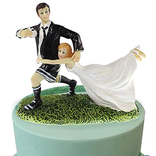 Musykrafties Fußball Brautpaar Tortenfigur, Dekofigur als Topping für Hochzeitstorte, Braut & Bräutigam am Hochzeitstag von Musykrafties