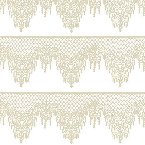 Musykrafties Groß Vorgefertigt Essbare TortenbandGebrauchsfertig Kuchen Spitze Lattice Strass Muschel 20tlg je 36cm elfenbeinweiß von musykrafties