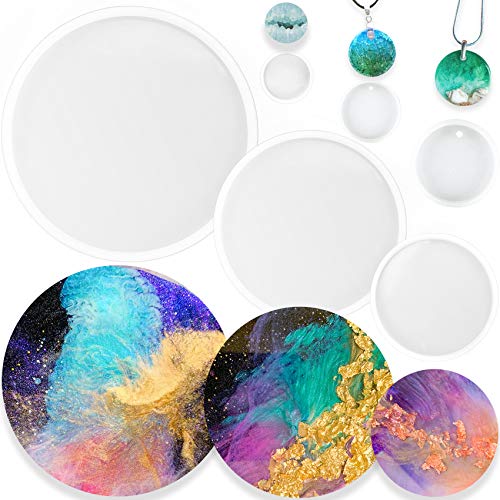 Musykrafties Runde Epoxidharz Silikonformen kreisförmige Harzformen 6er Set für Untersetzer Schmuck Schlüsselanhänger Musykrafties Runde Epoxidharz Silikonformen kreisförmige Harzformen 6er Set für Untersetzer Schmuck Schlüsselanhänger von musykrafties