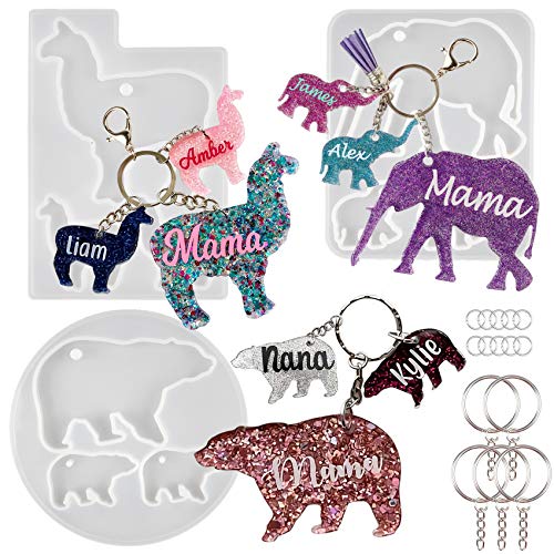 Silikonform Tier Schlüsselanhänger Epoxidharz Formen Eisbä Alpaka Elefant je 2 Größe mit Schlüsselringen Silikonform Tier Schlüsselanhänger Epoxidharz Formen Eisbä Alpaka Elefant je 2 Größe mit Schlüsselringen von musykrafties