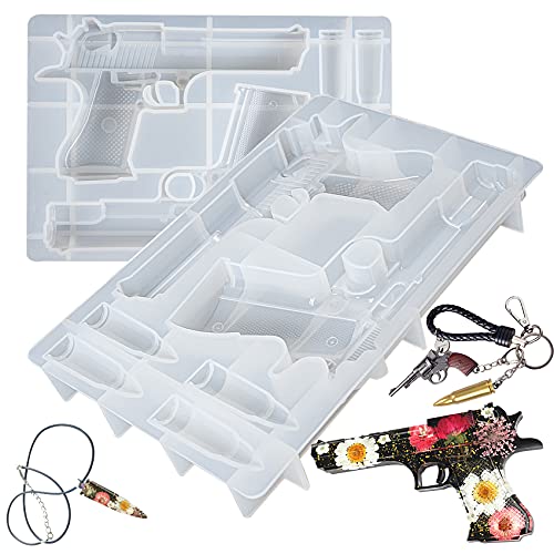 Spielzeugpistole, Patrone Silikonform, Epoxidharz Formen für Schmuck, Schokolade, Tortendeko, Anhänger, Schlüsselanhänger, Halskette, Kerze, DIY Handwerk, Fertighöhe:4.7-13cm, 2 teilig von musykrafties