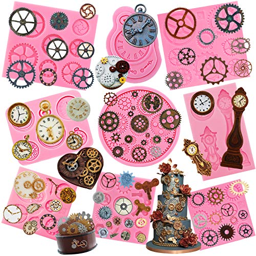 Zahnräder Silikonform, Steampunk Stil Uhr Rad Gießform für Epoxidharz, Schmuck, Tortendeko, Fondant, Schokolade, Anhänger, Halskette, Kuchen Topper, DIY Handwerk, 76 Muster, 9 teilig Zahnräder Silikonform, Steampunk Stil Uhr Rad Gießform für Epoxidharz, Schmuck, Tortendeko, Fondant, Schokolade, Anhänger, Halskette, Kuchen Topper, DIY Handwerk, 76 Muster, 9 teilig von musykrafties
