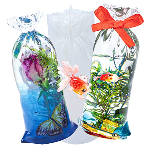 musykrafties Aquarium Beutel Mikrolandschaft Modell Epoxidharz Silikonform mit Wasserpflanzen Fischen für Dekoration 15,6x7,3cm von musykrafties