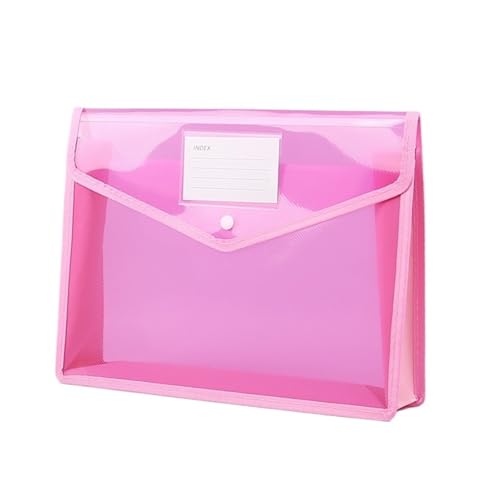 Dokumenten-Organizer, A4, 3D, großes Fassungsvermögen, bunter Knopfverschluss, für Büro, Studenten (Rosa, A4/330 x 245 x 60 mm) von muzoira