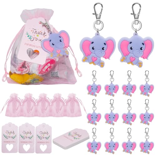 Muzoira Elefanten-PVC-Dekorationsset für Babypartys, 30 Stück, für Jungen, Mädchen oder Unisex-Geburtstagspartys (Pinkbabygirl), 30 Stück von muzoira