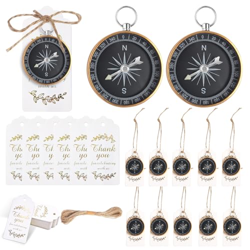 Muzoira Kompass Reise-Party-Dekorationen, 20 Stück, Gold und Rotgold für Geburtstag, Hochzeit oder Souvenir (Gold20er-Pack) von muzoira