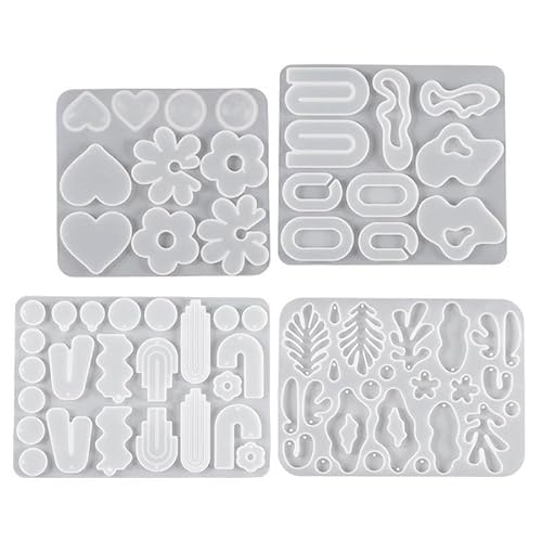 Unregelmäßige geometrische Silikonformen für DIY-Epoxidharz-Ohrringe, Set mit 4 Anhänger- und Schlüsselanhängerformen (Nr. 4 unregelmäßige Ohrringe) von muzoira