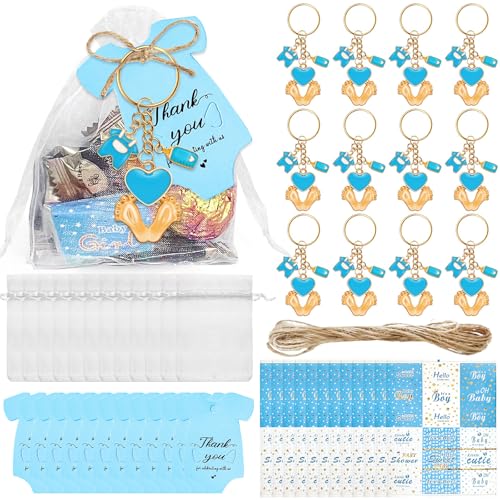 muzoira Schlüsselanhänger für Babypartys, 20 Stück, Rosa und Blau, Kreuz-Explosionsflasche, Geschenke für Partys und besondere Anlässe (Blau, 20 Stück) von muzoira