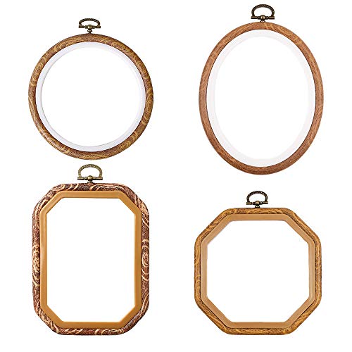 MWELLEWM Stickrahmen aus Holz, Kunststoff, wiederverwendbar, oval, rechteckig, achteckig, Kreuzstich-Ring, für Kunst, Handwerk, Nähen und hängende Ornamente, Heimdekoration, 4 Stück MWELLEWM Stickrahmen aus Holz, Kunststoff, wiederverwendbar, oval, rechteckig, achteckig, Kreuzstich-Ring, für Kunst, Handwerk, Nähen und hängende Ornamente, Heimdekoration, 4 Stück von mwellewm
