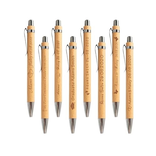 Personalisierte Kugelschreiber Mit Gravur,Bambus Kugelschreiber Personalisiert Schwarz Holz Druckkugelschreiber Für Gastgeschenke Hochzeit,Abschied Lehrer,schüler,personalisierte Geschenke (80 stück) von mxn
