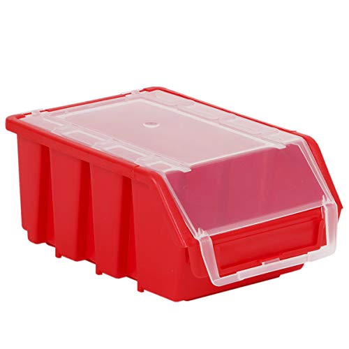 Rot Stapelbox Sichtlagerbox 1 Liter Sortierbox mit Deckel Lagerkasten Schraubenkiste von myBoxshop