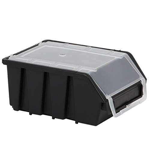 Schwarz Stapelbox Stapelkiste 1 Liter Sortierbox mit Deckel Regalbox Kunststoff Lagerkiste von myBoxshop