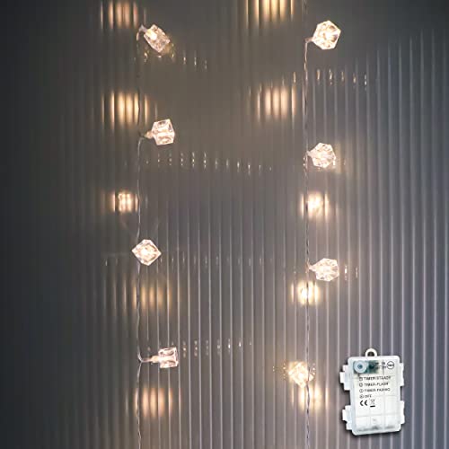 40er Klare Würfel LED Lichterkette Batteriebetrieben, 5m Warmweiß Lichterkette für Wohn, Kinderzimmer, Schlafzimmer, Innen, Außen, Weihnachten, Hochzeitsfeier, Multi Modi, Timer, Tragbar 40er Klare Würfel LED Lichterkette Batteriebetrieben, 5m Warmweiß Lichterkette für Wohn, Kinderzimmer, Schlafzimmer, Innen, Außen, Weihnachten, Hochzeitsfeier, Multi Modi, Timer, Tragbar von myCozyLite