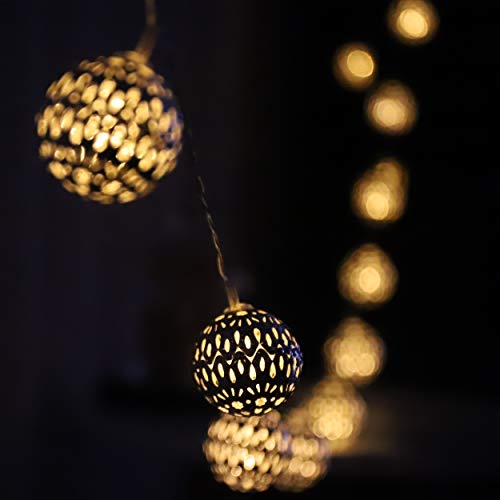 Marokkanische Lichterkette mit Batterie Silber LED Globus Lichterkette 20 Metall Kugeln Warmweiß Lichterkette für Hochzeitsfeier, Urlaub, Geburtstag, Weihnachten, Baum, Innen und Außen 3 Meter von myCozyLite