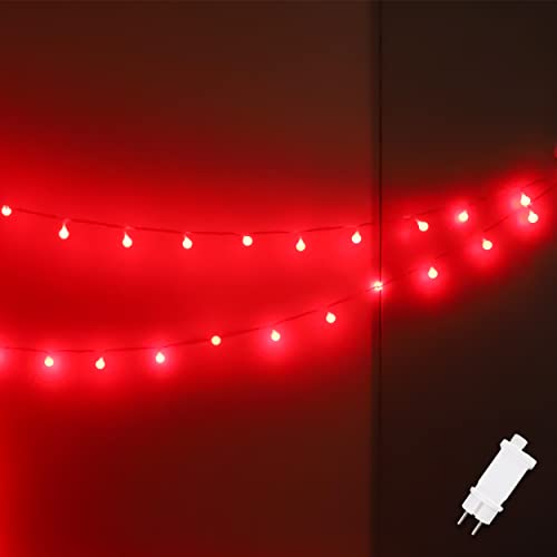 Rote LED Kugel Lichterkette 100er Glühbirnen 10 Meter Lichterkette mit Stecker für Hochzeitsfeier, Geburtstag, Urlaub, Kinderzimmer, Indoor, Outdoor, Weihnachten, Balkon, Anschließbar, 8 Modi, Timer von myCozyLite