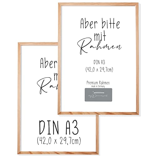 myDreamwork Bilderrahmen Kopenhagen 2er Set (Doppelpack) DIN A3 | Rahmen aus Holz mit bruchsicherem Plexi-Glas | Bilderrahmen Holz | Holzrahmen 29,7cm x 42cm von myDreamwork