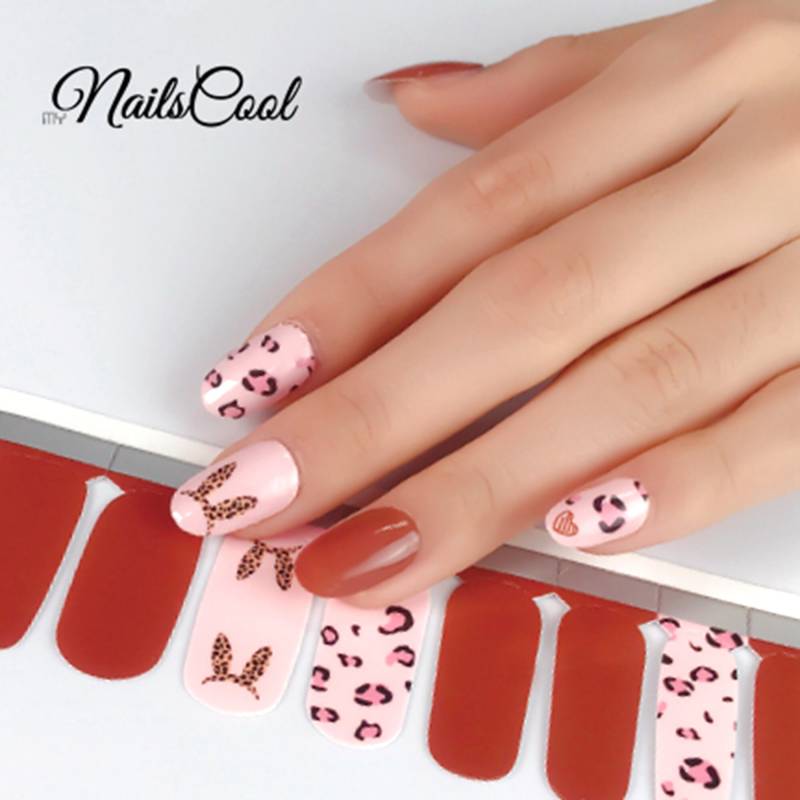 Braun & Pink Farbe Leopard Echte Nagellack Streifen Nailart Wraps Street Art 20 von myNailsCool