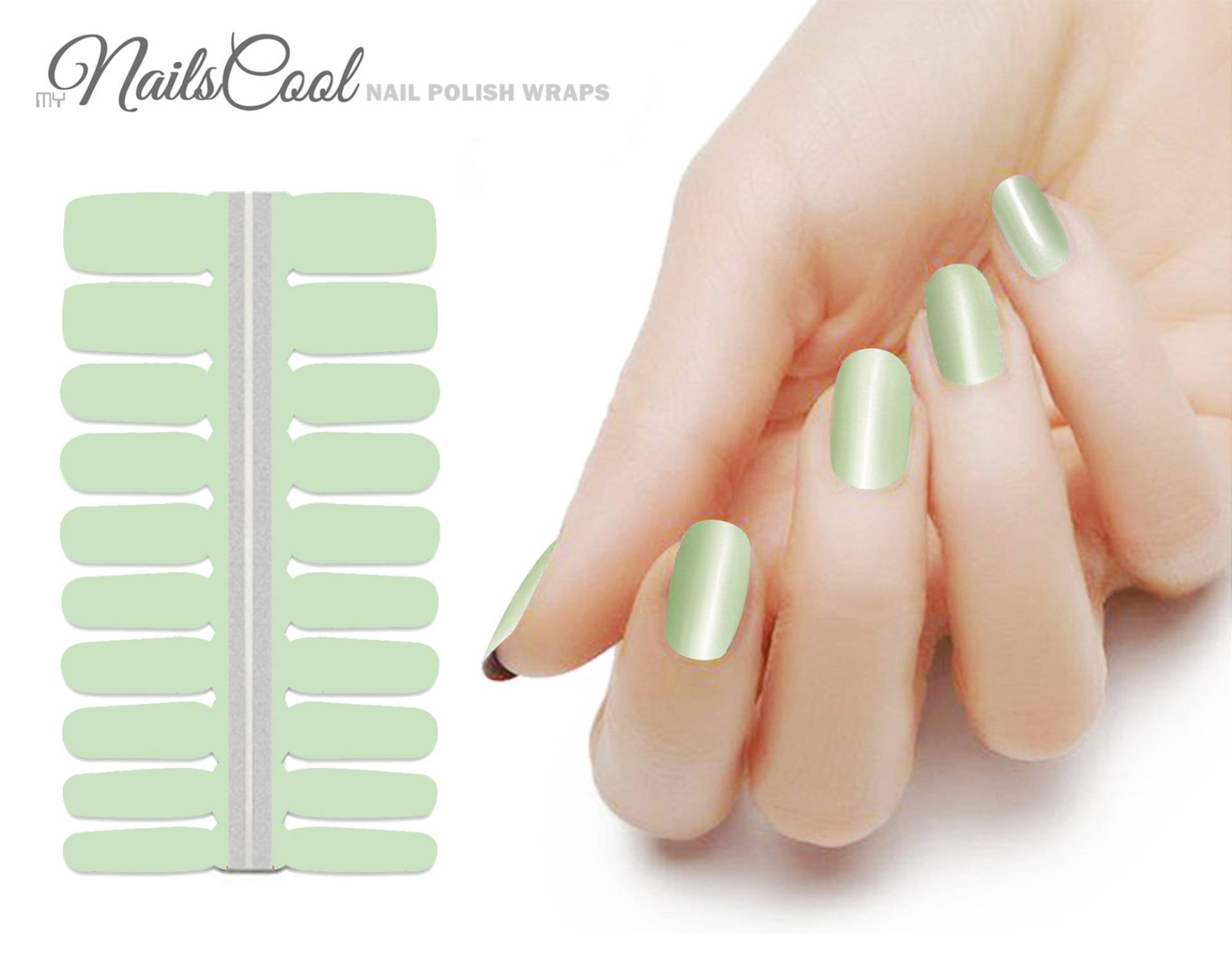 Hell Mint Grün Farbe Glanz Uni Echte Nagellack Streifen Nailart Wraps Street Art 18 Strips von myNailsCool