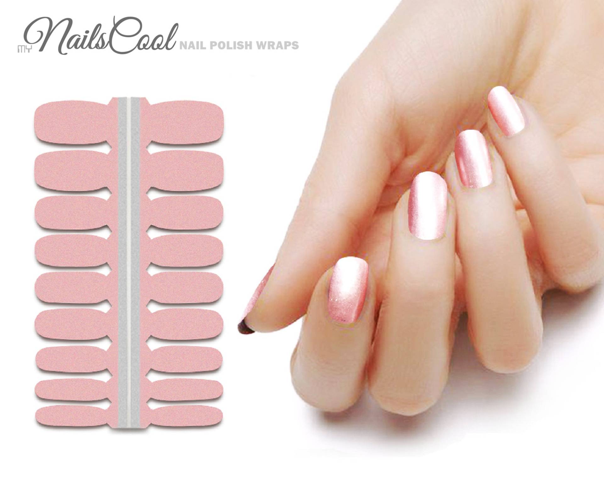 Nail Wraps Solid Pink Color Nagelaufkleber Perlmutt Luster Echter Nagellack Street Art 18 Streifen von myNailsCool