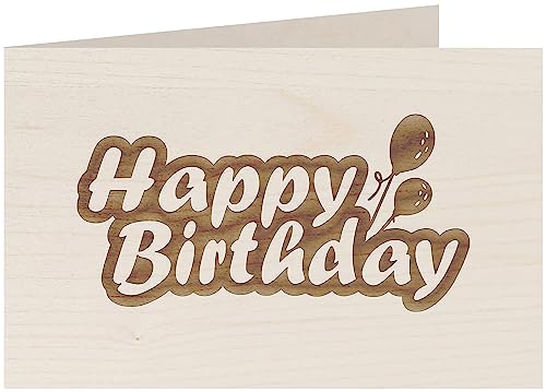 Geburtstagskarte aus Holz - Happy Birthday - 100% handmade in Österreich - Holzgrußkarte, Postkarte, Geschenkkarte, Grußkarte, Klappkarte, Karte, Einladung, Holzart:Ahorn von myZirbe