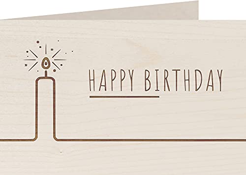 Geburtstagskarte aus Holz - Happy Birthday - 100% handmade in Österreich - Postkarte, Geschenkkarte, Grußkarte, Klappkarte, Karte, Einladung, Holzart:Ahorn von myZirbe