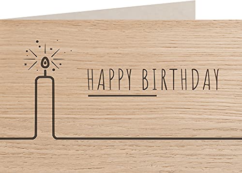 Geburtstagskarte aus Holz - Happy Birthday - 100% handmade in Österreich - Postkarte, Geschenkkarte, Grußkarte, Klappkarte, Karte, Einladung, Holzart:Eiche von myZirbe