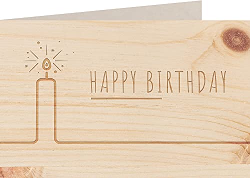 Geburtstagskarte aus Holz - Happy Birthday - 100% handmade in Österreich - Postkarte, Geschenkkarte, Grußkarte, Klappkarte, Karte, Einladung, Holzart:Zirbe von myZirbe
