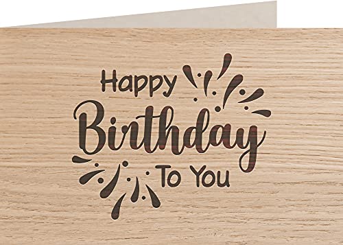 Geburtstagskarte aus Holz - Happy Birthday to you - 100% handmade in Österreich - Postkarte, Geschenkkarte, Grußkarte, Klappkarte, Karte, Einladung, Holzart:Eiche von myZirbe