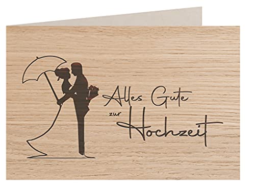 Holzgrußkarte - ALLES GUTE ZUR HOCHZEIT - 100% handmade in Österreich - Postkarte Glückwunschkarte Geschenkkarte Grußkarte Klappkarte Karte Einladung, Holzart:Eiche von myZirbe