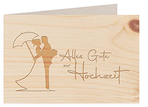 Holzgrußkarte - ALLES GUTE ZUR HOCHZEIT - 100% handmade in Österreich - Postkarte Glückwunschkarte Geschenkkarte Grußkarte Klappkarte Karte Einladung, Holzart:Zirbe von myZirbe