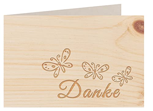 Holzgrußkarte - Dankeskarte- 100% handmade in Österreich - Postkarte Glückwunschkarte Geschenkkarte Grußkarte Klappkarte Karte Einladung, Motiv:DANKE von myZirbe