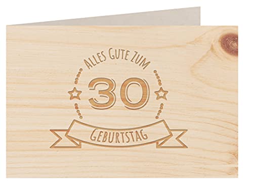 Holzgrußkarte - Geburtstagskarte - 100% handmade in Österreich - Postkarte Glückwunschkarte Geschenkkarte Grußkarte Klappkarte Karte Einladung, Motiv:30 GEBURTSTAG ZIRBE von myZirbe