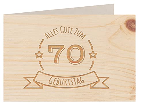 Holzgrußkarte - Geburtstagskarte - 100% handmade in Österreich - Postkarte Glückwunschkarte Geschenkkarte Grußkarte Klappkarte Karte Einladung, Motiv:70 GEBURTSTAG ZIRBE von myZirbe