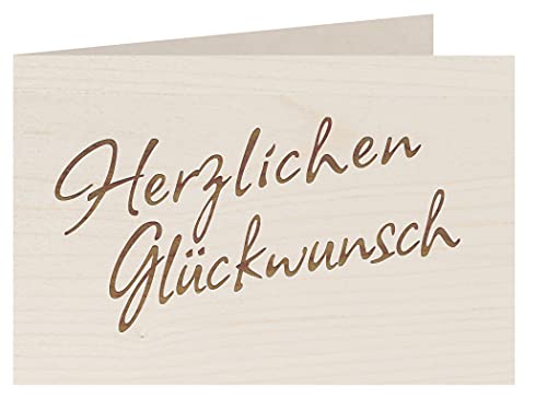 Holzgrußkarte - HERZLICHEN GLÜCKWUNSCH - 100% handmade in Österreich - Postkarte, Geschenkkarte, Grußkarte, Klappkarte, Karte, Einladung, Holzart:Ahorn von myZirbe