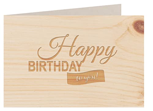 Holzgrußkarte - Happy Birthday - 100% handmade in Österreich - Postkarte, Geschenkkarte, Grußkarte, Klappkarte, Karte, Einladung, Glückwunschkarte Zirbe von myZirbe