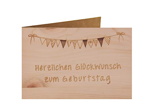 Holzgrußkarte - Herzlichen Glückwunsch zum Geburtstag - 100% handmade in Österreich - Postkarte, Geschenkkarte, Grußkarte, Klappkarte, Karte, Einladung, Glückwunschkarte von myZirbe