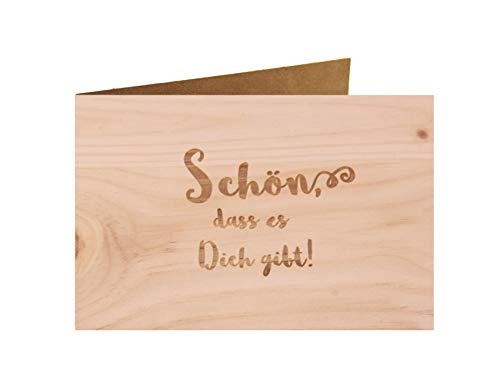 Holzgrußkarte - Schön dass es Dich gibt - 100% handmade in Österreich - Postkarte, Geschenkkarte, Grußkarte, Klappkarte, Karte, Einladung, Glückwunschkarte von myZirbe