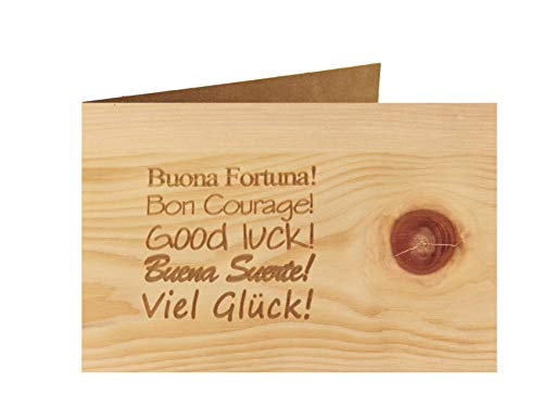 Holzgrußkarte - Viel Glück - 100% handmade in Österreich - Postkarte Glückwunschkarte Geschenkkarte Grußkarte Klappkarte Karte Einladung von myZirbe