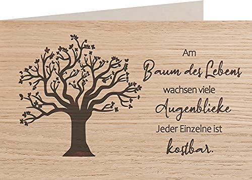 myZirbe Holzkarte - BAUM DES LEBENS - 100% handmade in Österreich - Postkarte, Geschenkkarte, Grußkarte, Klappkarte, Karte, Einladung, Holzart:Eiche von myZirbe