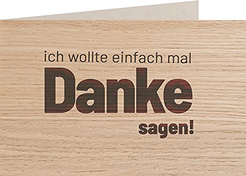 myZirbe Holzkarte - EINFACH DANKE SAGEN - 100% handmade in Österreich - Postkarte, Geschenkkarte, Grußkarte, Klappkarte, Karte, Einladung, Holzart:Eiche von myZirbe