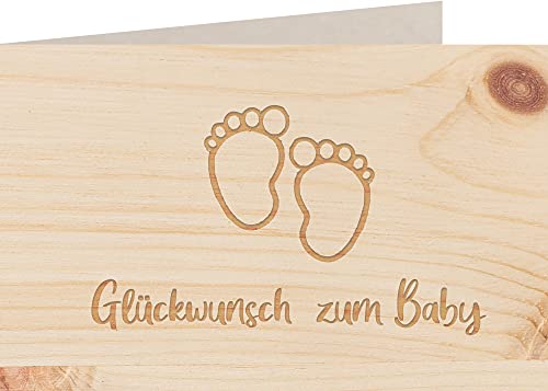 myZirbe Holzkarte - Glückwunsch zum Baby - 100% handmade in Österreich - Postkarte, Geschenkkarte, Grußkarte, Klappkarte, Karte, Einladung, Holzart:Zirbe von myZirbe