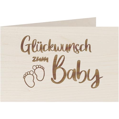 myZirbe Holzkarte - Glückwunsch zum Baby Füße - 100% handmade in Österreich - Postkarte, Geschenkkarte, Grußkarte, Klappkarte, Karte, Einladung, Holzart:Ahorn von myZirbe