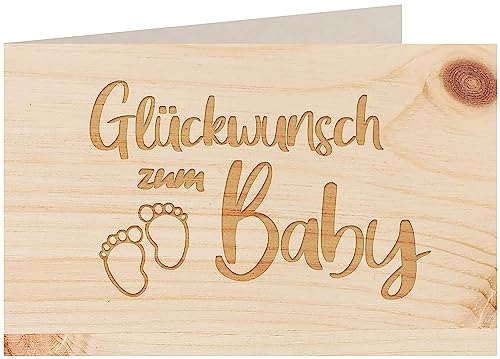 myZirbe Holzkarte - Glückwunsch zum Baby Füße - 100% handmade in Österreich - Postkarte, Geschenkkarte, Grußkarte, Klappkarte, Karte, Einladung, Holzart:Zirbe von myZirbe