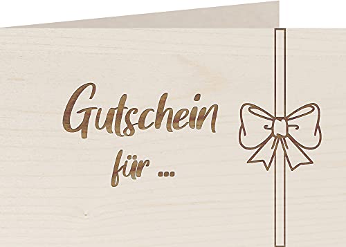myZirbe Holzkarte - Gutschein für - 100% handmade in Österreich - Postkarte, Geschenkkarte, Grußkarte, Klappkarte, Karte, Einladung, Holzart:Ahorn von myZirbe