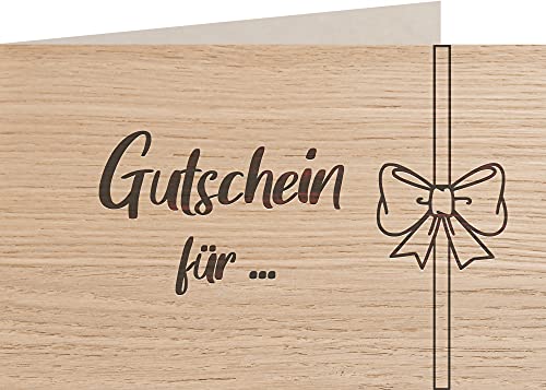 myZirbe Holzkarte - Gutschein für - 100% handmade in Österreich - Postkarte, Geschenkkarte, Grußkarte, Klappkarte, Karte, Einladung, Holzart:Eiche von myZirbe