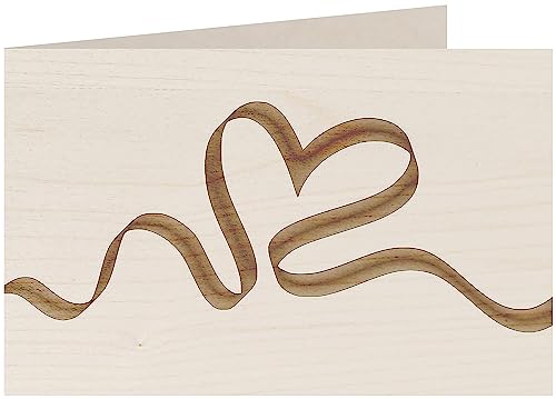 myZirbe Holzkarte - Herz Band - 100% handmade in Österreich - Postkarte, Geschenkkarte, Grußkarte, Klappkarte, Karte, Einladung, Holzart:Ahorn von myZirbe